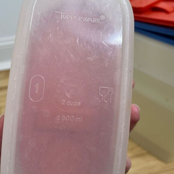 Tupperware Oval Modular Mates 9.75 Cups Red Blue Flip Seal Lid #1618 Vintage Lot - Picture 11 of 11